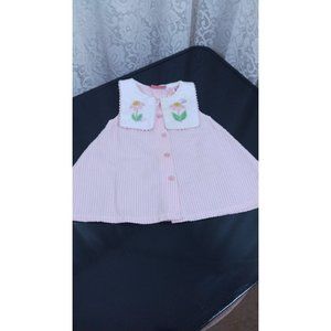 Pink gingham seersucker A-line dress with yoke style collar Sz 12 mo